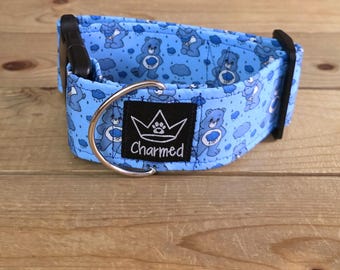 PETITE 11"-19" Dog Collar 2" Width, Pet Collar, Small, Fun Dog Collar, Grumpy Bear Dog Collar, Cartoon, Throwback, Buckle Collar, Summer