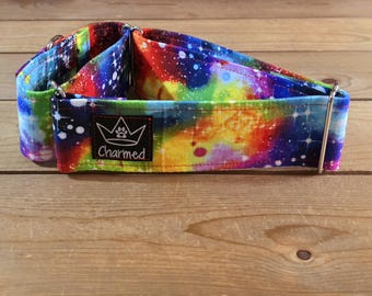 14"-27" Martingale Collar 2" Width, Pet Collar, Medium, Large, Big Dog Collar, Galaxy Collar, Outerspace, Stars, Nebula Dog Collar, Colorful
