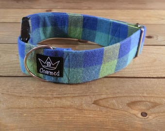 14"-28" Fido's Flannel Dog Collar 2" Width, Pet Collar, Small, Medium, Large, XL, Dog Collar, Mammoth Flannel, Warm Collar, Plaid