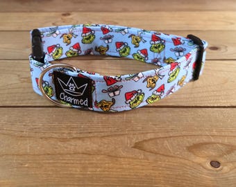 13"-26" Christmas Dog Collar 1.5" Width, Pet Collar, Small, Medium, Large Dog Collar, Holiday Collar, Side Release Buckle, Santa, Lights
