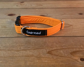 8"-16" Solid Dog Collar 3/4" Width, Pet Collar, Medium, Small, Solid Orange