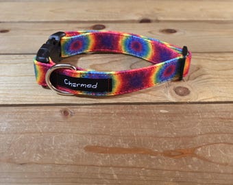 11"-21" Dog Collar 1" Width, Pet Collar, Small Collar, Medium, Large, Tie Dye, Summer Fun, Vibrant, Hippie Hound