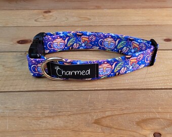 11"-21" Bee's & Tea's Dog Collar 1" Width, Pet Collar, Medium, Large, XL, Big Dog Collar, Boho Martingale, Nature, Wilderness Walk