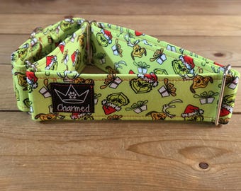 14"-27" Christmas Martingale Collar 2" Width, Pet Collar, Medium, Large Dog Collar, Holiday Collar, Side Release Buckle, Santa, Lights