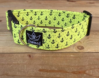 14"-28" Dog Collar 2" Width, Pet Collar, Medium, Small, Large, Big Dog Collar, Summer Vibes, Summer Collar, Neon Collar, Anchors