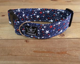 14"-28" Dog Collar 2" Width, Pet Collar, Large Dog Collar, Medium Collar, XL, 4th of July, Patriotic, Red White & Blue Collar, Holiday