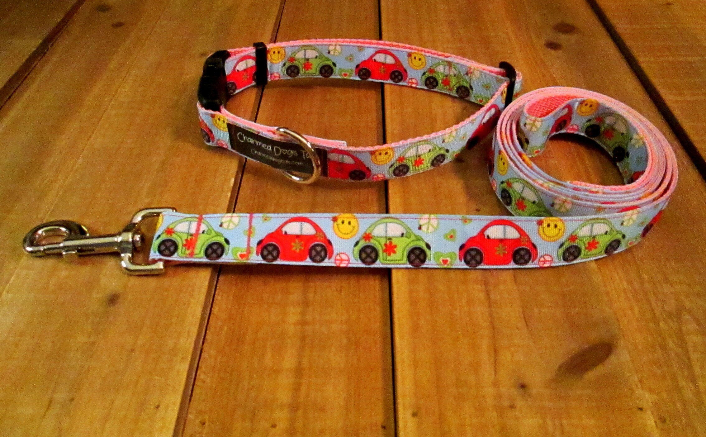 1425 Collar & Leash Set 1 Width 51/2ft Leash, Ribbon Dog Collar, Matching Leash, Pet Accessory