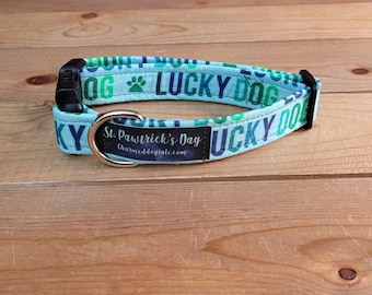11"-21" St. Patrick's Day Collar 1" Width, Pet Collar, Small, Medium, Large Collar, XL, Lucky Dog, Holiday Collar, Kiss Me, Irish