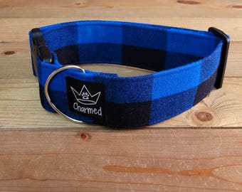 14"-28" Fido's Flannel Dog Collar 2" Width, Pet Collar, Small, Medium, Large, XL, Dog Collar, Mammoth Flannel, Warm Collar, Plaid