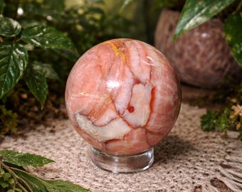Rhodochrosite Sphere, 12.75oz, 63mm, Sphere Stand Included