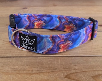 13"-26" Holographic Agate Dog Collar 1.5" Width, Pet Collar, Medium, Large, XL, Holographic, Crystal Collar, Agate, Sparkles, Flashy Dog