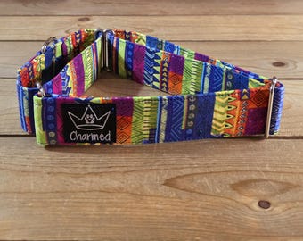 14"-27" Martingale Collar 1.5" Width, Pet Collar, Medium, Small, Large, Colorful Dog Collar, Summer, Stripes Dog Collar