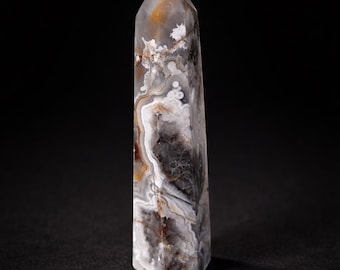 Small Mexican Lace Agate Tower, 3.25" Tall, Polished Crystal Point