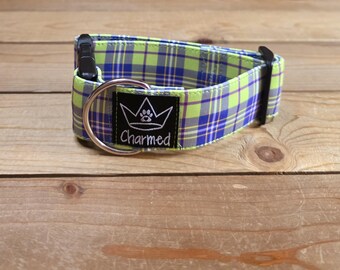 PETITE 10"-18" Dog Collar 1.5" Width, Pet Collar, Medium, Small, Plaid Dog Collar, Neon Dog Collar, Girly