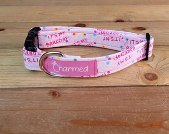 11"-22" Birthday Dog Collar 1" Width, Pet Collar, Medium, Large, Small, Bark Day, Gotcha Day, Celebration Dog Collar
