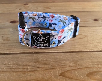 PETITE 11"-18" Dog Collar 1.5" Width, Pet Collar, Small, Sealife Dog Collar, Ocean Collar, Buckle Dog Collar, Summer Collar, Nautical