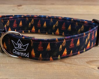 13"-26" Fall Dog Collar 1.5" Width, Pet Collar, Medium, Large, XL Dog Collar, Autumn Collar, Leaves, Seasonal Collar, Buckle Collar