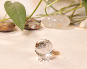 MINI Clear Quartz Sphere, .70oz, 23mm, Sphere Stand Included