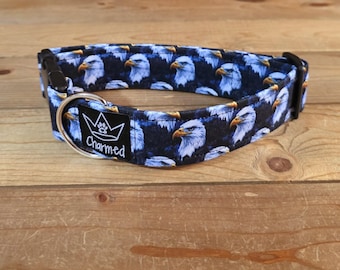 13"-26" Dog Collar 1.5" Width, Pet Collar, Medium, Large, Big Dog Collar, Eagle Collar, Summer, Nature