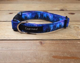 11"-22" Dog Collar 1" Width, Pet Collar, Medium, Small, Large, Landscape Collar, Mountains