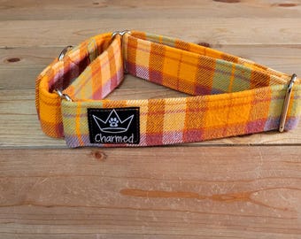 14"-27" Fido's Flannel Martingale Collar 1.5" Width, Pet Collar, Small, Medium, Large, XL, Dog Collar, Mammoth Flannel, Warm Collar, Plaid