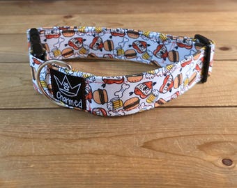 13"-26" Dog Collar 1.5" Width, Pet Collar, Medium, Large, XL, Dad's Buddy, Summer, BBQ Dog Collar, Buckle Dog Collar, Daddy's Boy