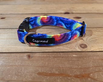 11"-21" Dog Collar 1" Width, Pet Collar, Small Collar, Medium, Large, Tie Dye, Summer Fun, Vibrant, Hippie Hound