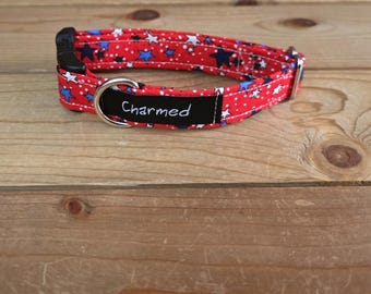 8"-16" Dog Collar 3/4" Width, Pet Collar, Small Dog Collar, Medium Collar, Large, 4th of July, Patriotic, Red White & Blue Collar, Holiday