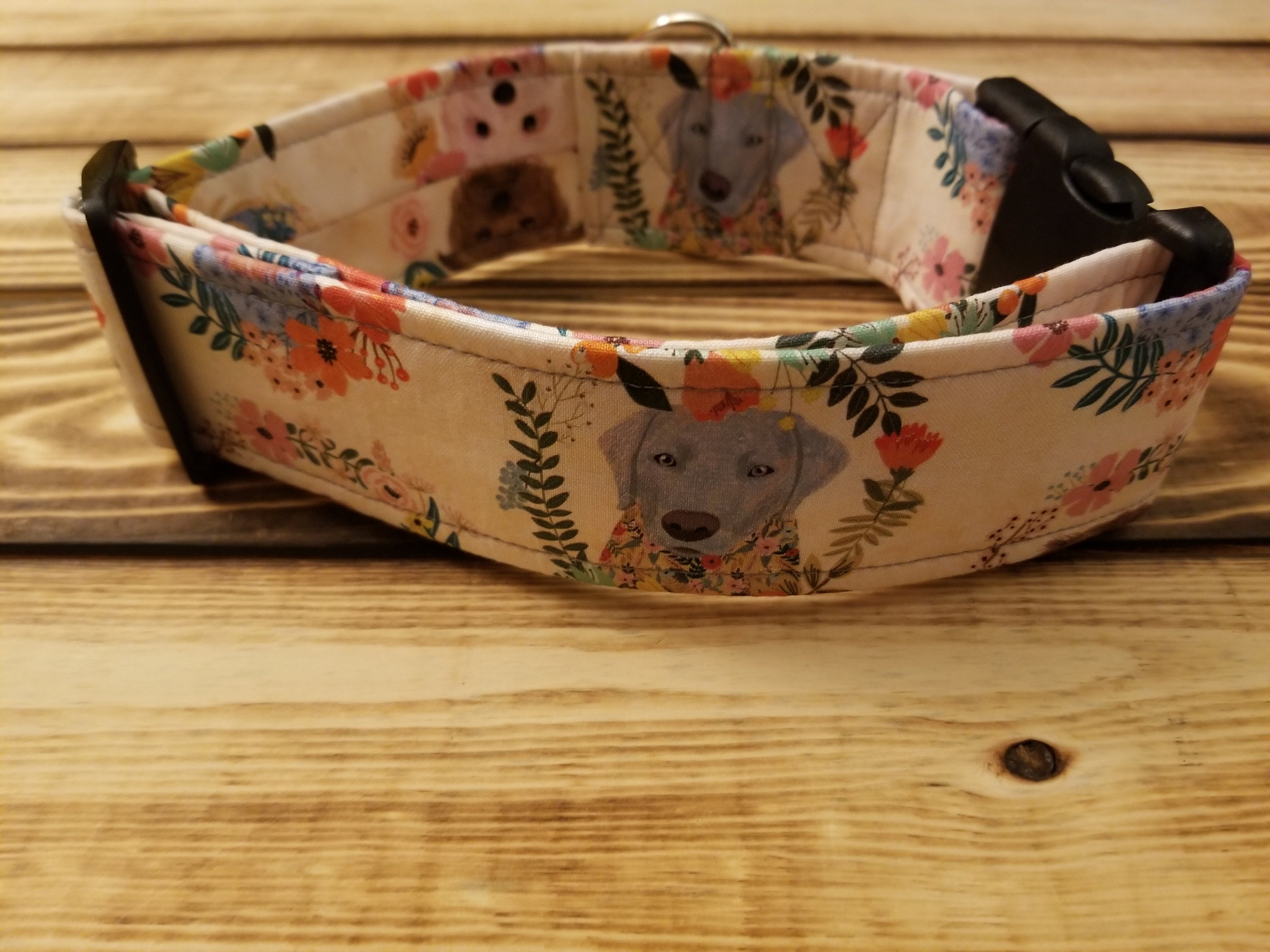 1527 Pretty Dog Collar 2 Width, Pet Collar, Medium, Large, Dog