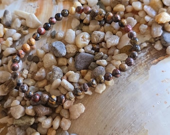 4mm Leopard Skin Jasper Crystal Bracelet, 7" Elastic, Handmade