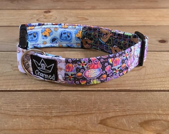 13"-25" Character Patchwork Pups Dog Collar 1.5" Width, Pet Collar, Small, Medium, Large, XL, Patchwork Collar, Girl Collar