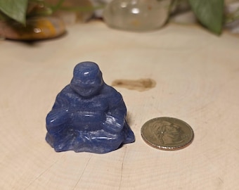 Mini Blue Adventurine Buddha, Small Keepsake, Small Carving.