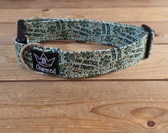 13"-26" Protest Dog Collar 1.5" Width, Medium, Large, XL, No Justice No Treats, Protest Collar, Paws For A Cause, Exclusive, Green