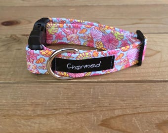 PETITE 9"-16" Dog Collar 1" Width, Pet Collar, Small, Fun Dog Collar, Shell Dog Collar, Floral, Buckle Dog Collar