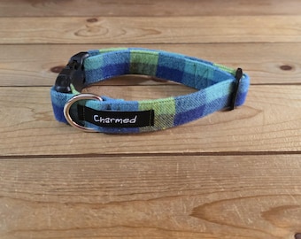 11"-22" Fido's Flannel Dog Collar 1" Width, Pet Collar, Small, Medium, Large Dog Collar, Mammoth Flannel, Warm Collar, Plaid