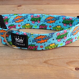 13"-26" Dog Collar 1.5" Width, Pet Collar, Medium, Large, XL, Dog Collar, Fun Dog Collar, Comic Book Dog Collar, Cartoon Dog Collar