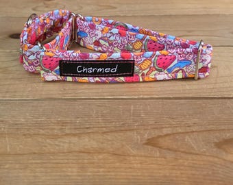 12"-22" Martingale Collar 1" Width, Pet Collar, Medium, Large Dog Collar, XL, Bright Dog Collar, Summer, Candy, Snacks, Throwback Snacks
