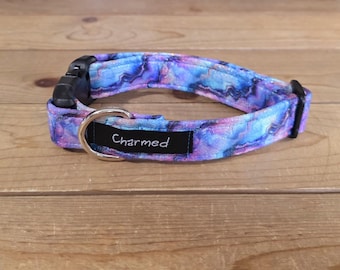 11"-22" Holographic Agate Dog Collar 1" Width, Pet Collar, Small, Medium, Large, Holographic, Crystal Collar, Agate, Sparkles, Flashy Dog