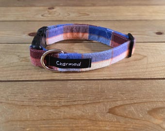 11"-22" Fido's Flannel Dog Collar 1" Width, Pet Collar, Small, Medium, Large Dog Collar, Snuggle Flannel, Warm Collar, Plaid