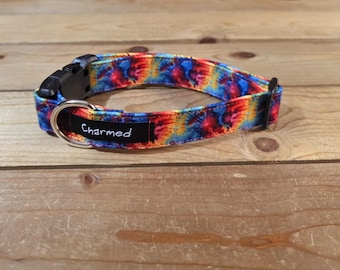 11"-21" Dog Collar 1" Width, Pet Collar, Small Collar, Medium, Large, Tie Dye, Summer Fun, Vibrant, Hippie Hound