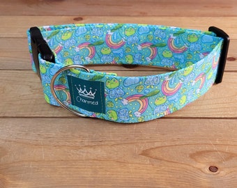 14"-28" Frog Collar 2" Width, Pet Collar, Medium, Large, Nature, Beach, Froggy Dog Collar, Summer Dog Collar