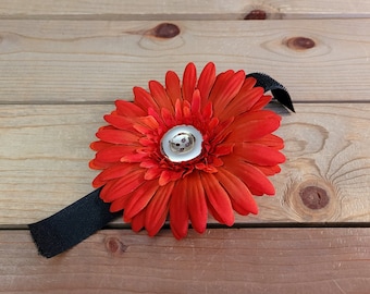 4.5" Collar Flower, Hook and Loop Backing, Collar or Harness Flower, One Size Fits All, Dog Flower, Girly Flower, Pet Supplies, Orange