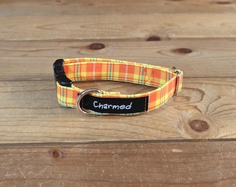 9"-18" Dog Collar 3/4" Width, Pet Collar, Small Dog Collar, Medium, Neon Collar, Summer Plaid