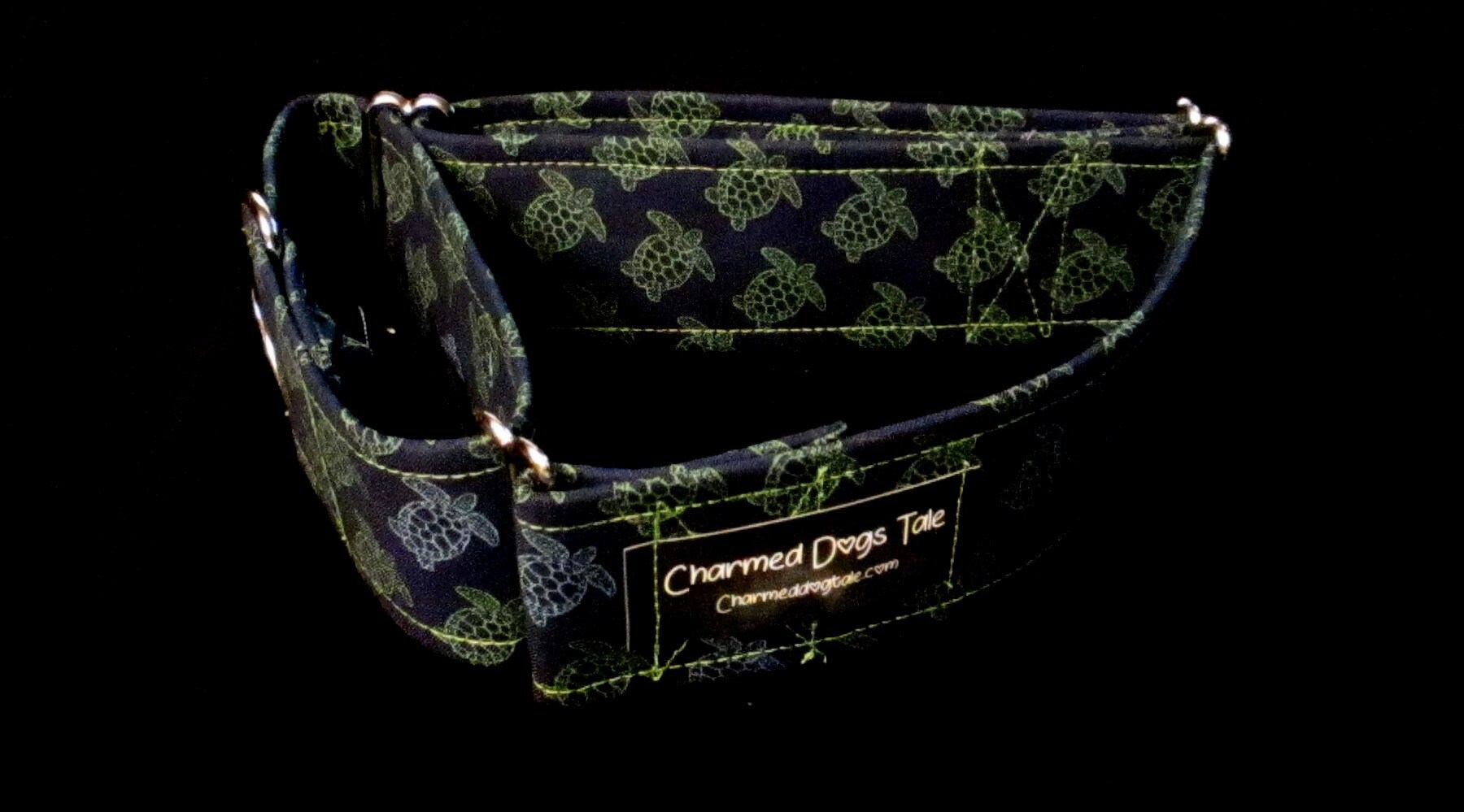 1629 Turtle Fancy Martingale Collar 2 width, Fun Pet Collar, Fabric Collar, Pet Accessory