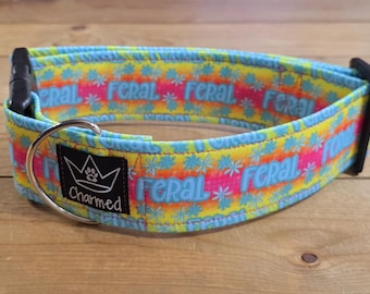 14"-28" Dog Collar 2" Width, Pet Collar, Medium, Large, XL, Fun Dog Collar, Buckle Collar, Feral, Spoiled Dog, Colorful, Flowers
