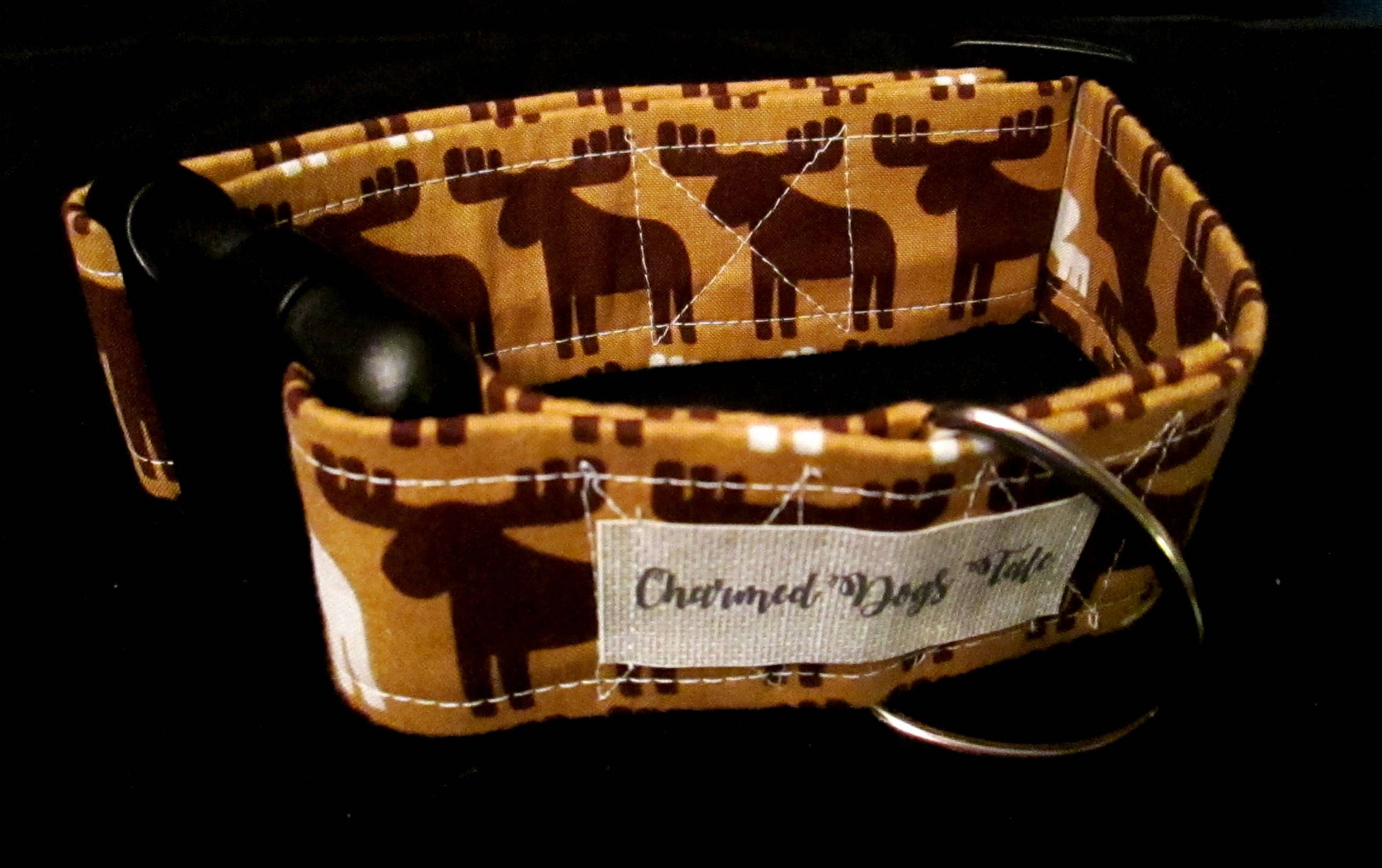 1424 Maine Moose Dog Collar 2 Width, Handmade Dog Collar, Large Dog