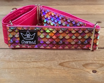 15"-28" Holographic Martingale Collar 2" Width, Medium, Large, XL, Colorful, Satin Lined, Vinyl