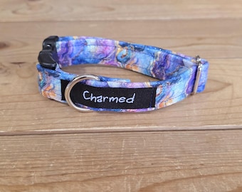 9"-18" Holographic Agate Dog Collar 3/4" Width, Pet Collar, Small Dog Collar, Holographic, Crystal Collar, Agate, Sparkles, Flashy Dog