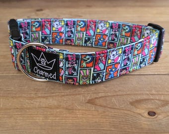 13"-26" Dog Collar 1.5" Width, Pet Collar, Small, Medium Collar, Summer Collar, Patchwork Pals, Cartoons, Sidekicks Dog Collar, Colorful
