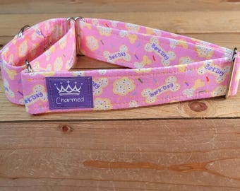 14"-26" Birthday Martingale Collar 1.5" Width, Pet Collar, Medium, Large, XL, Bark Day, Gotcha Day, Celebration Dog Collar